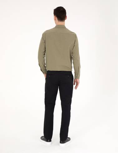Siyah Regular Fit Kanvas Pantolon