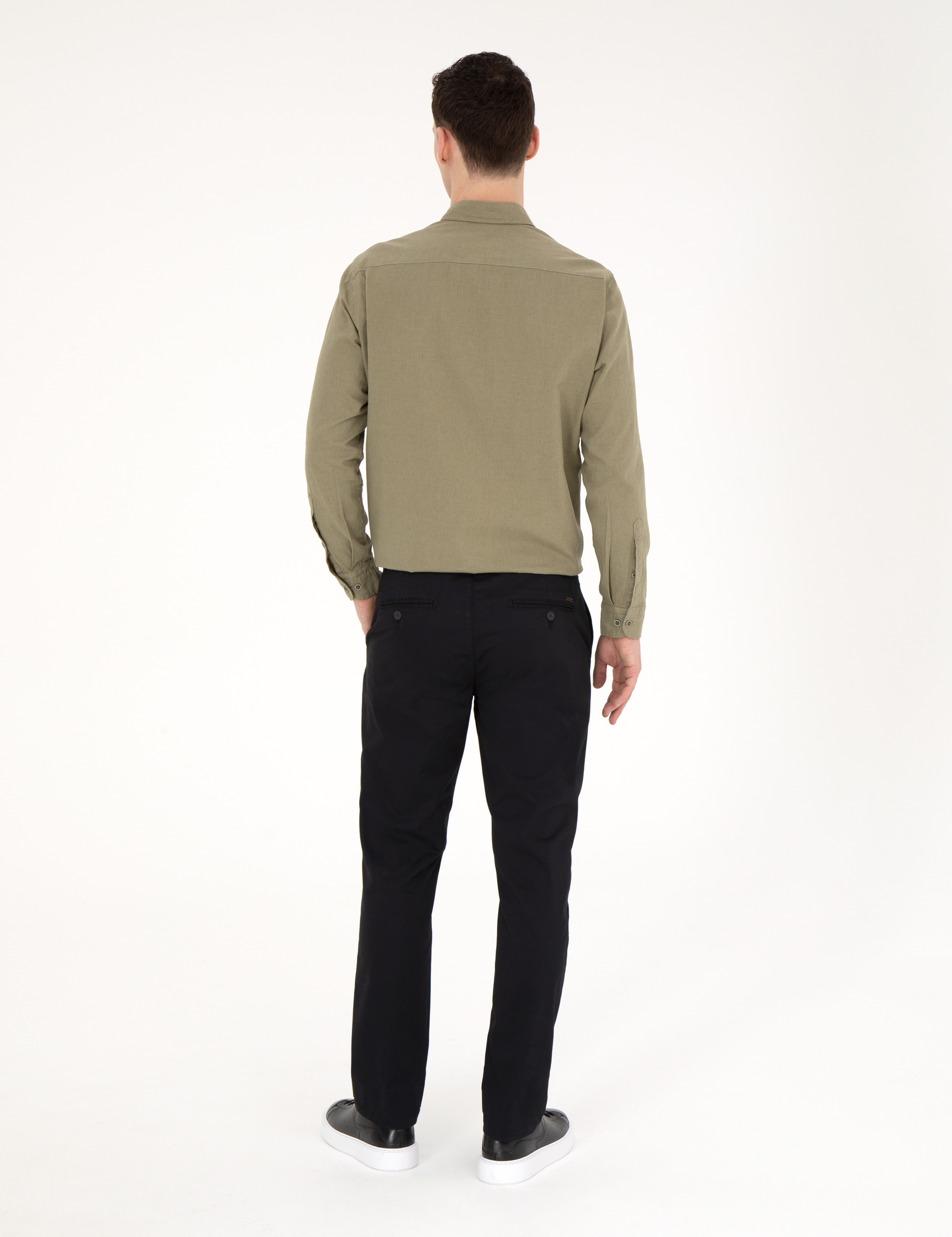 Siyah Regular Fit Basic Kanvas Pantolon - Image 4