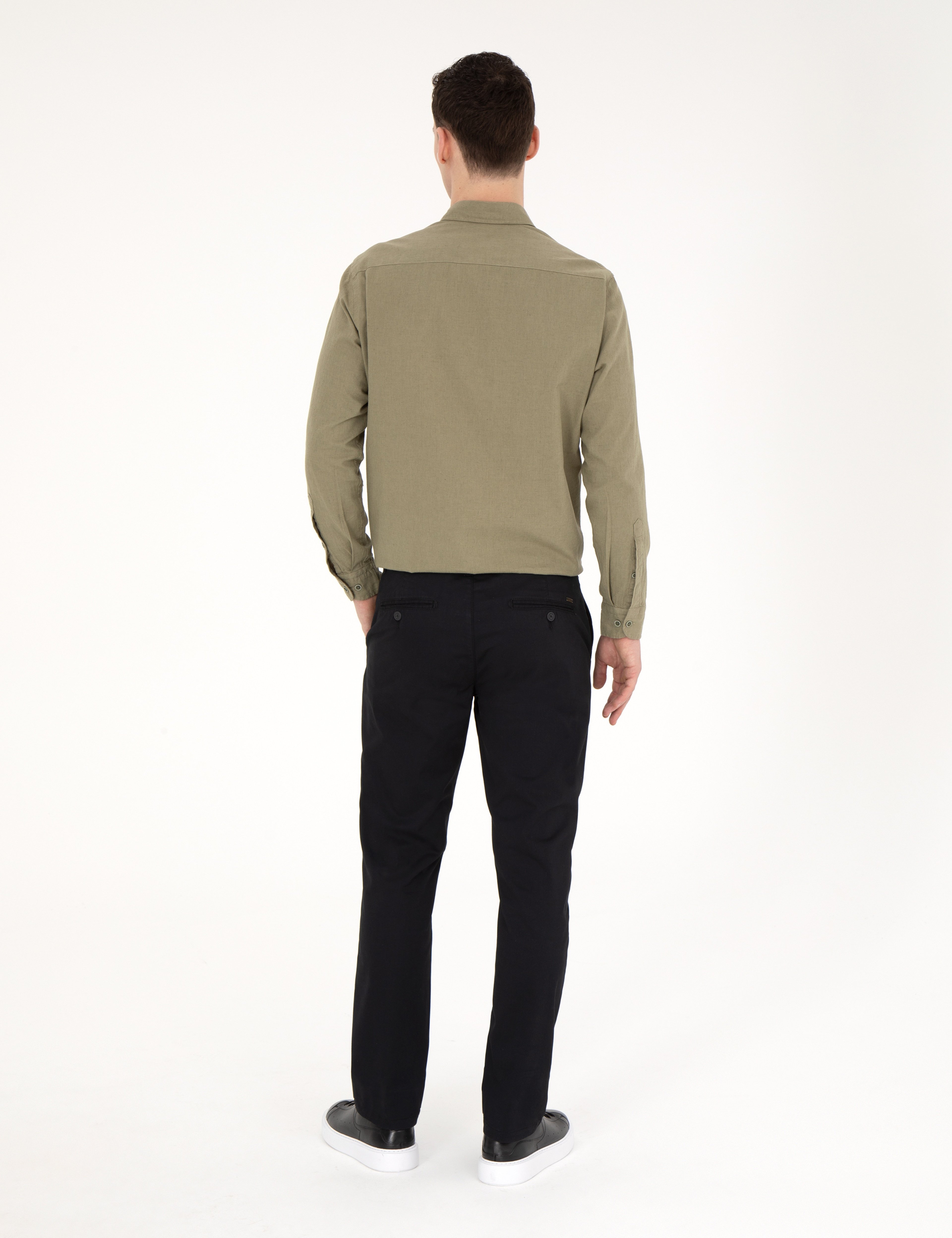 Siyah Regular Fit Basic Kanvas Pantolon
