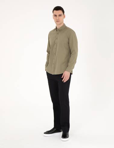 Siyah Regular Fit Kanvas Pantolon