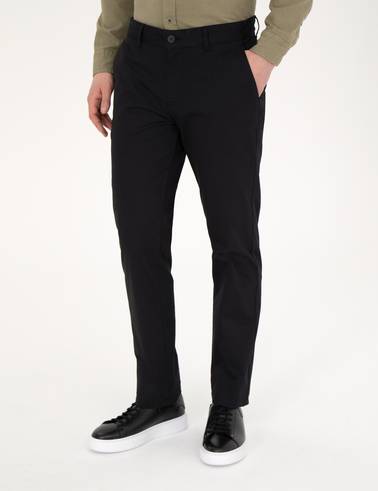 Siyah Regular Fit Kanvas Pantolon
