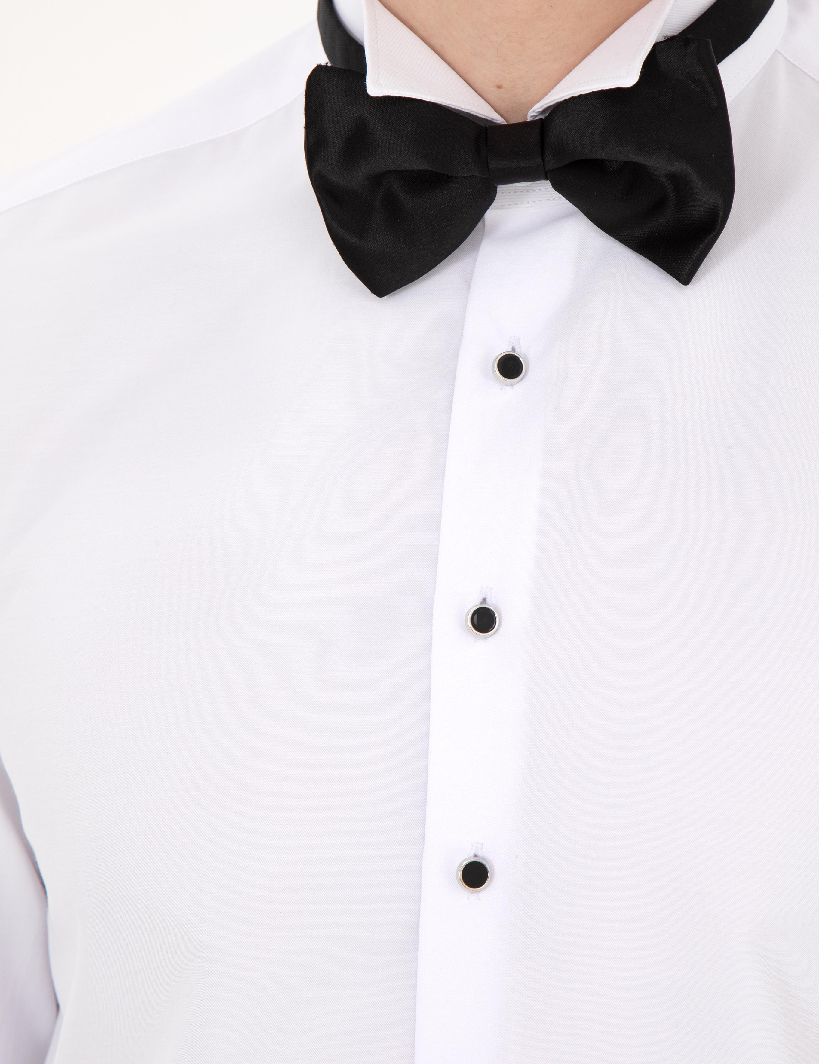 Beyaz Slim Fit Smokin Gömlek