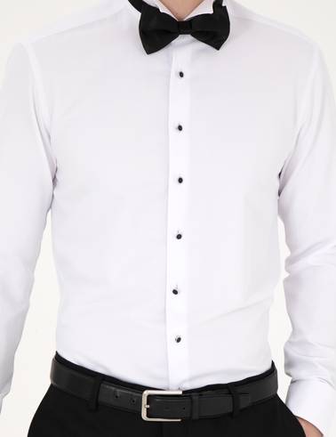 Beyaz Slim Fit Smokin Gömlek
