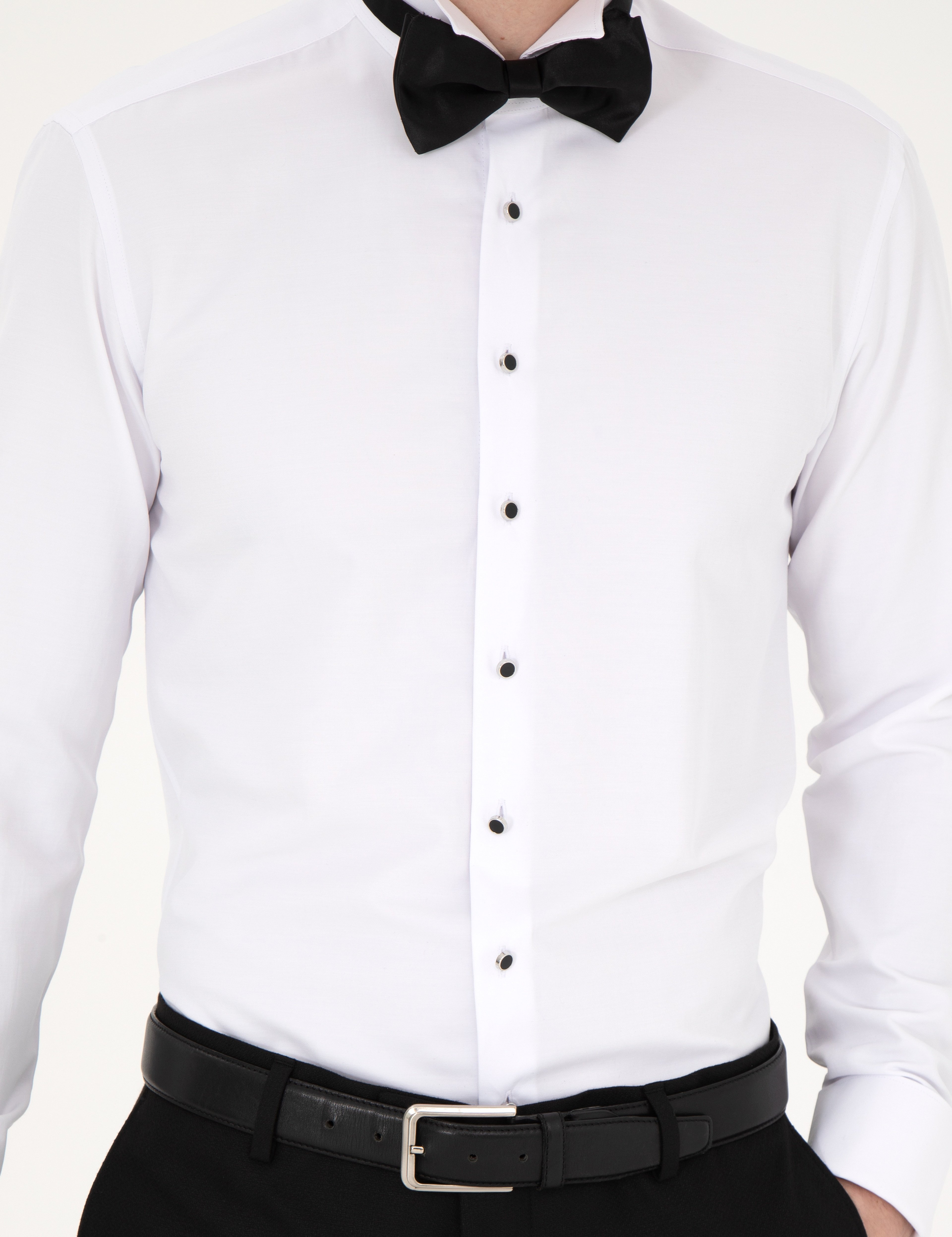 Beyaz Slim Fit Smokin Gömlek