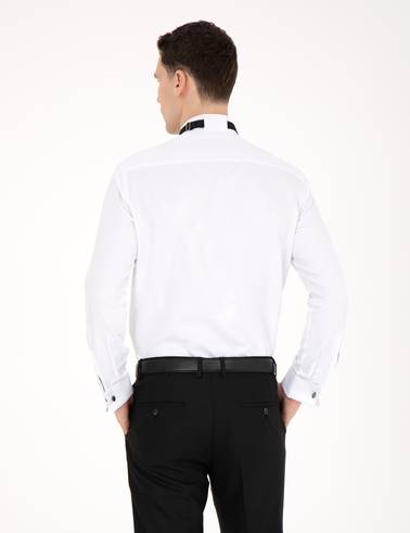 Beyaz Slim Fit Smokin Gömlek