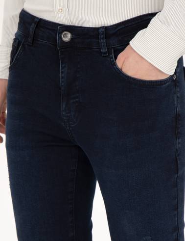 Koyu Lacivert Slim Fit Jean Pantolon