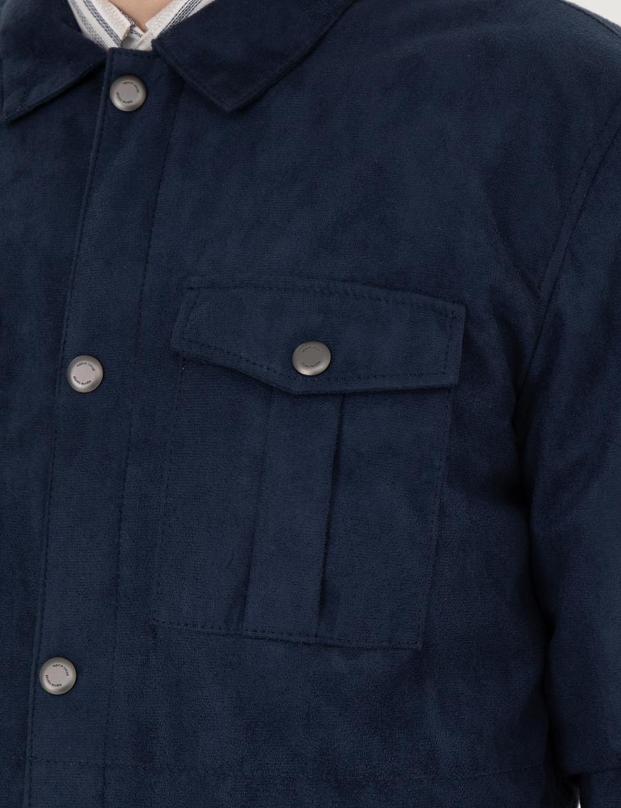 Lacivert Suni Deri Ceket