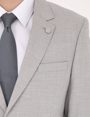 Gri Slim Fit Yün Karışımlı Takım Elbise