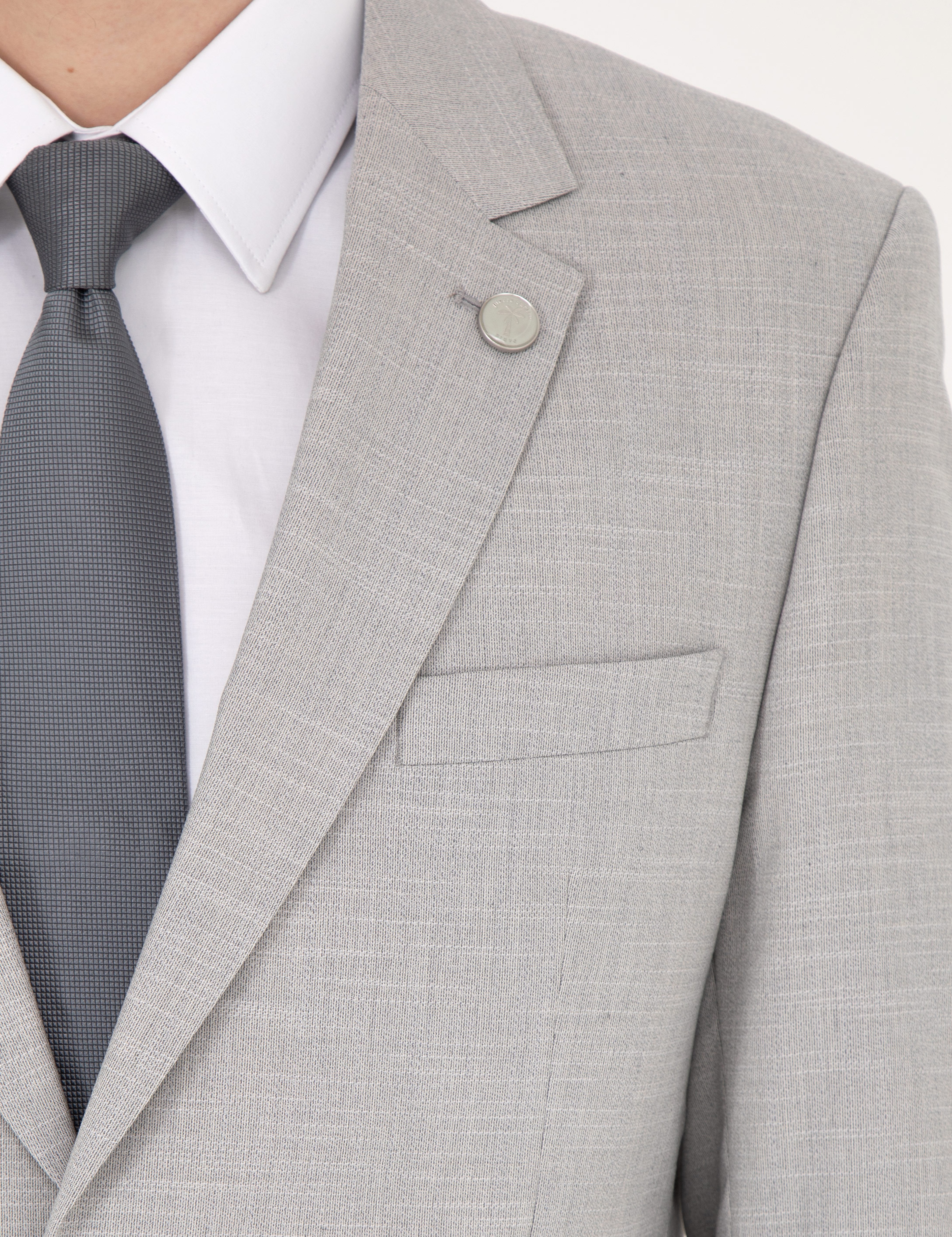 Gri Slim Fit Yün Karışımlı Takım Elbise - Image 7