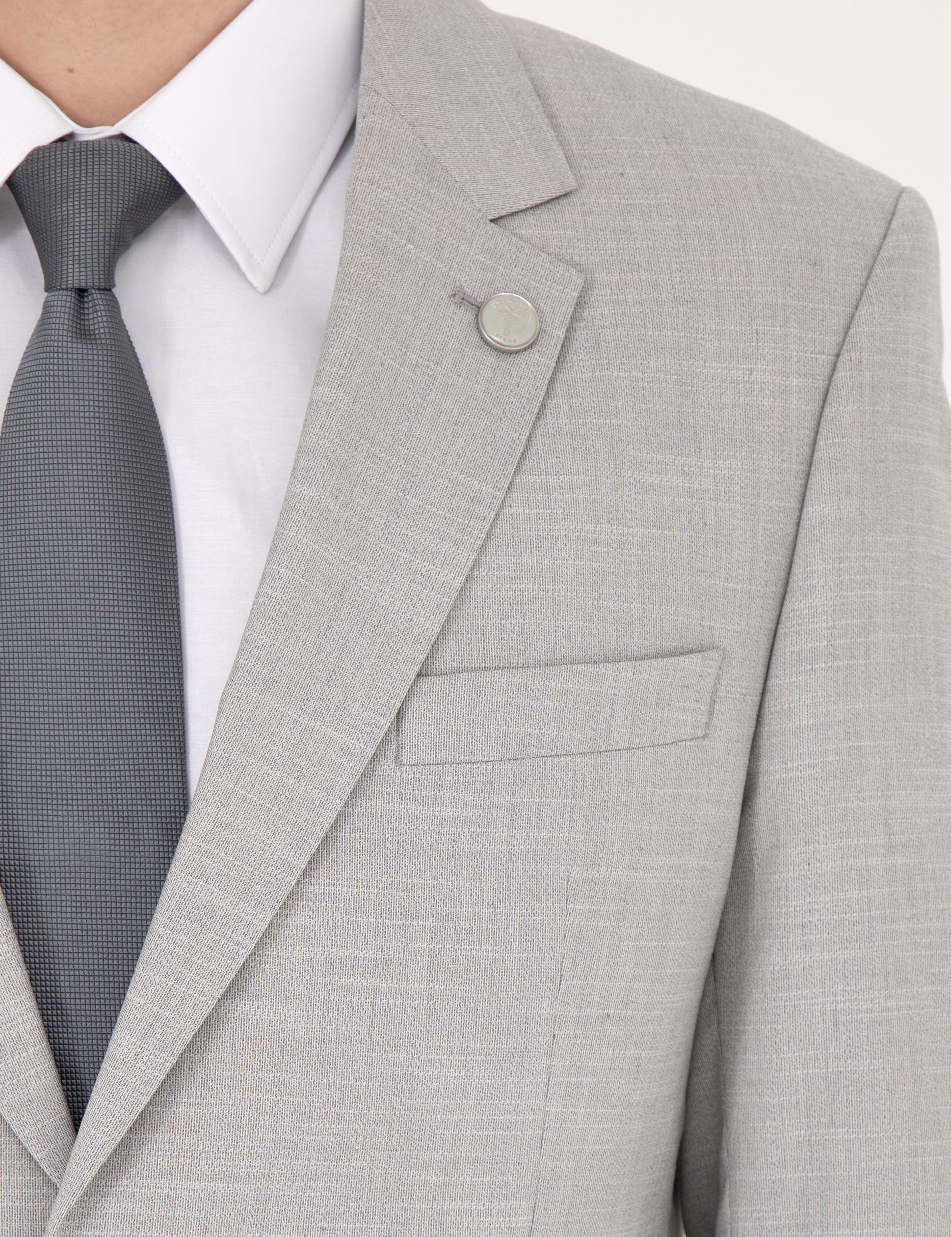 Gri Slim Fit Yün Karışımlı Takım Elbise