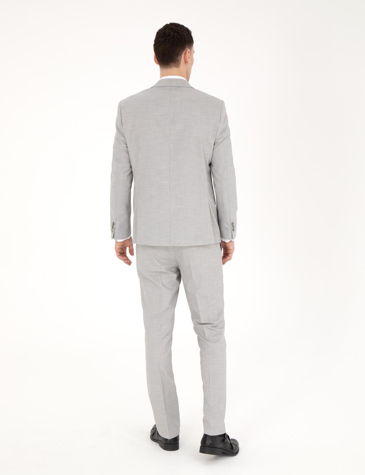 Gri Slim Fit Yün Karışımlı Takım Elbise - 50285902005