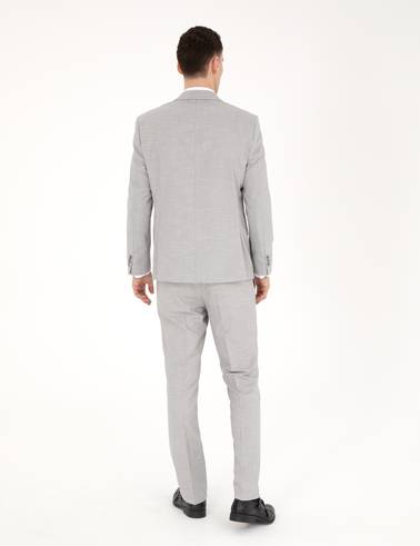 Gri Slim Fit Yün Karışımlı Takım Elbise
