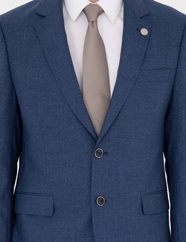 Koyu Mavi Slim Fit Yün Karışımlı Takım Elbise