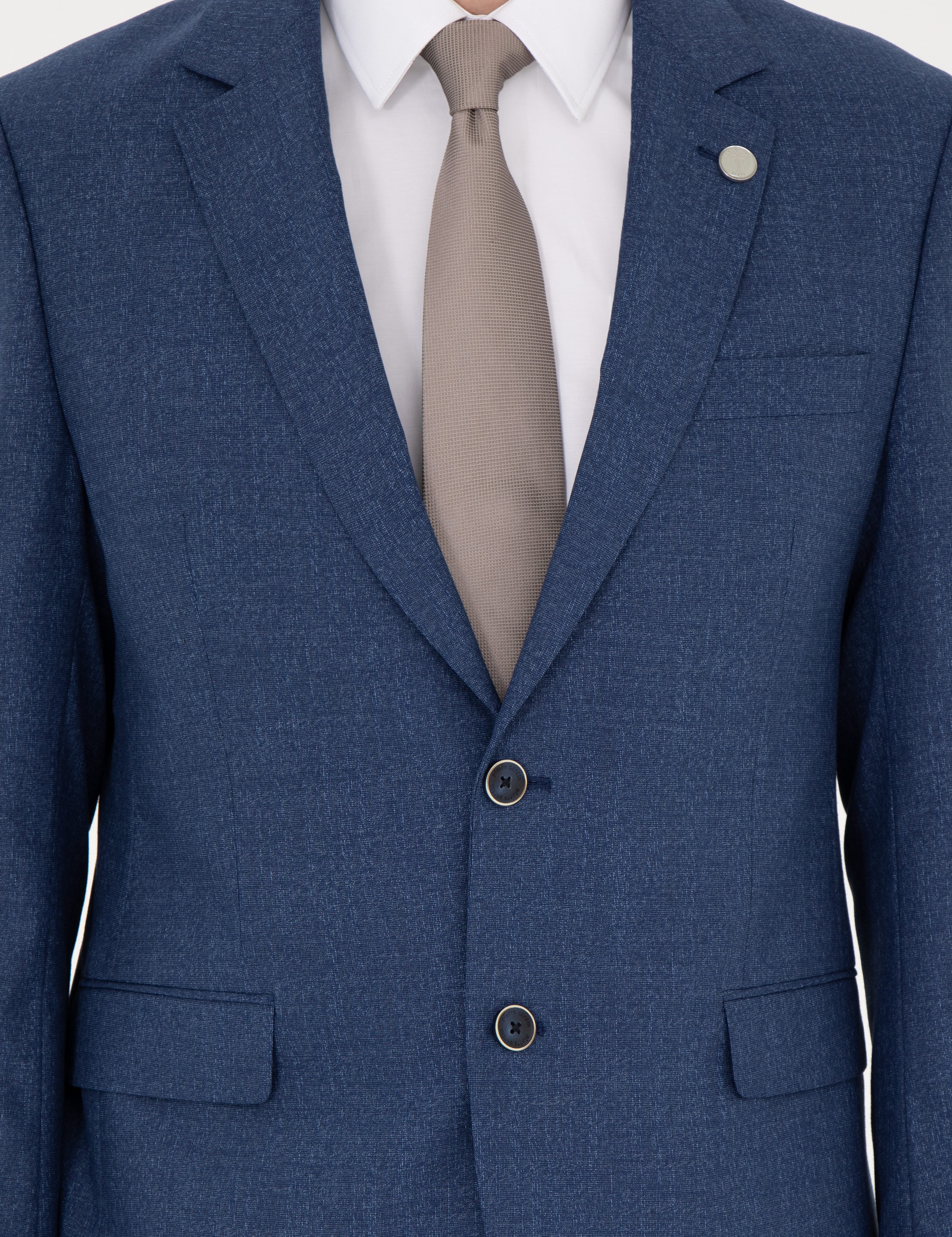 Koyu Mavi Slim Fit Yün Karışımlı Takım Elbise - Image 6