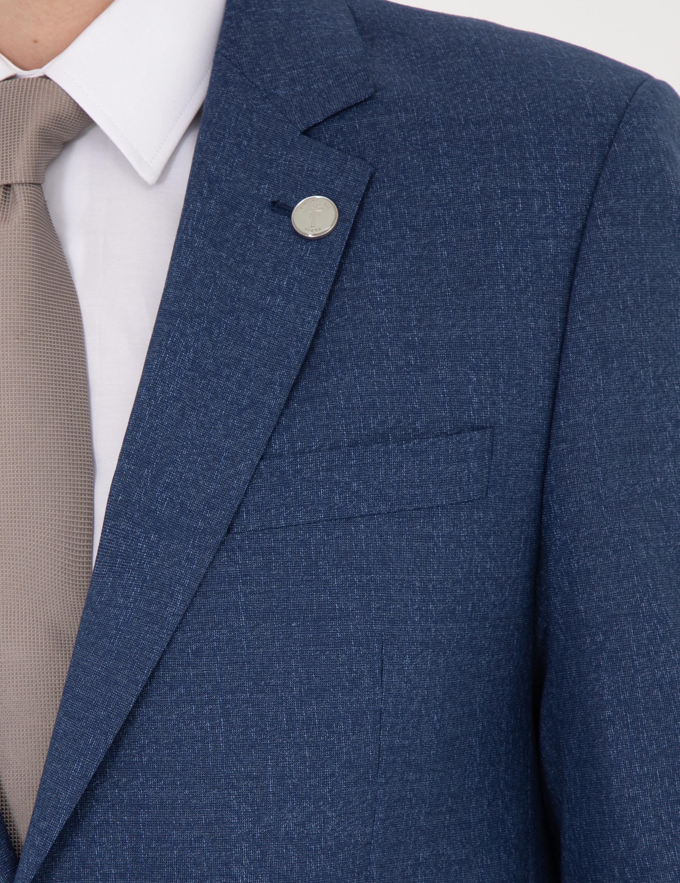 Koyu Mavi Slim Fit Yün Karışımlı Takım Elbise