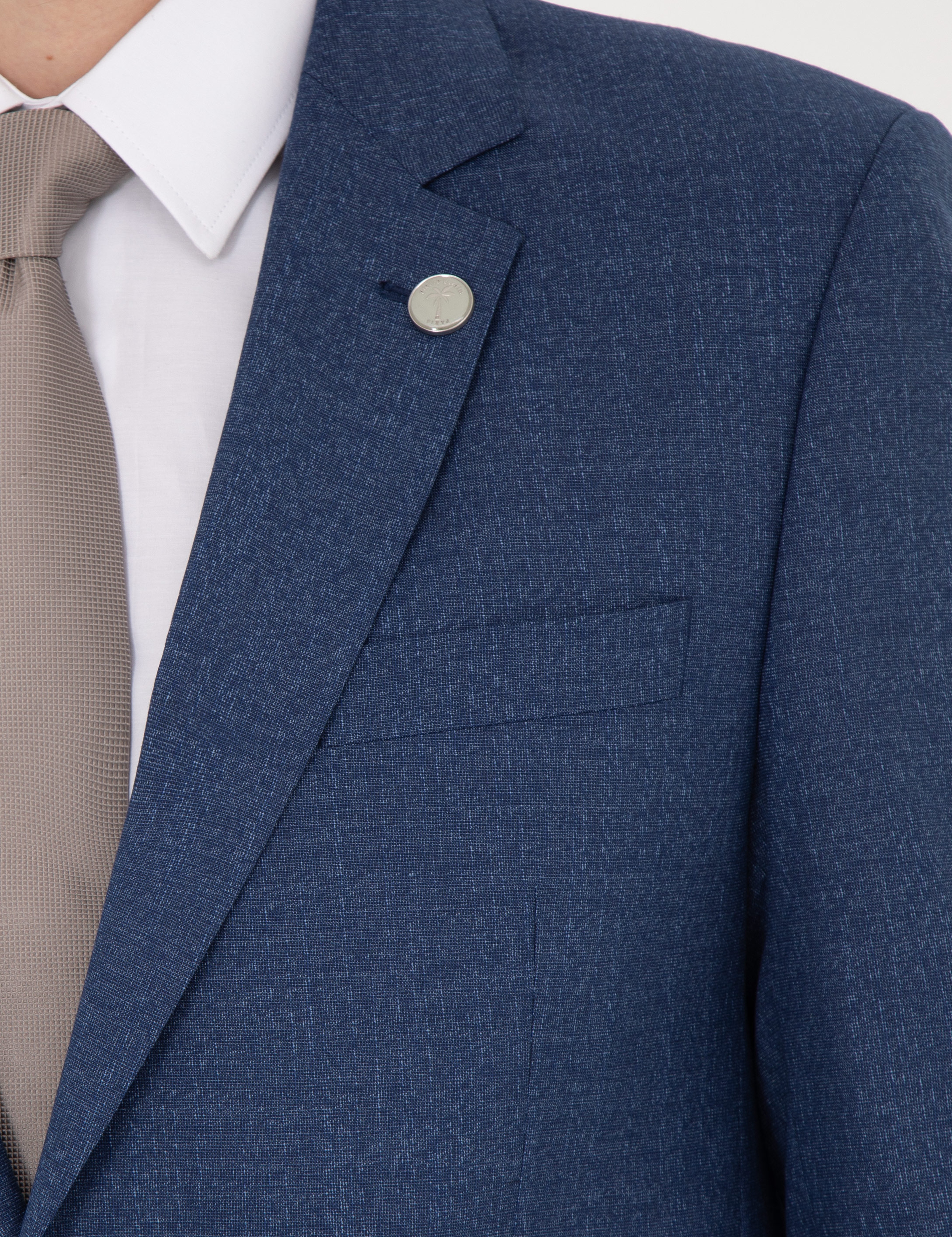 Koyu Mavi Slim Fit Yün Karışımlı Takım Elbise - Image 7