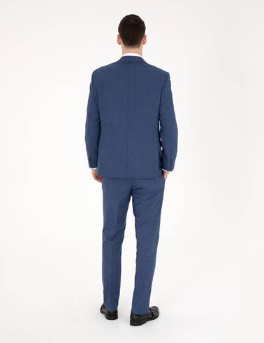 Koyu Mavi Slim Fit Yün Karışımlı Takım Elbise