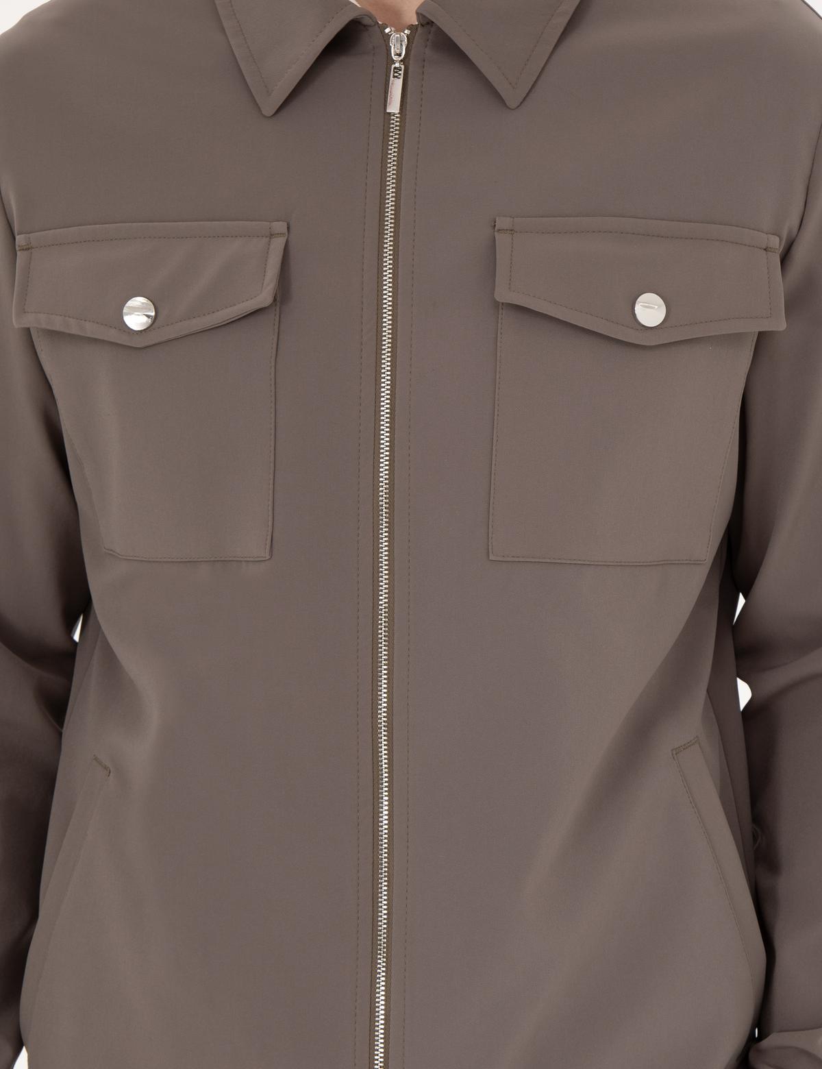 Vizon Regular Fit Fermuarlı Ceket - 50287776146