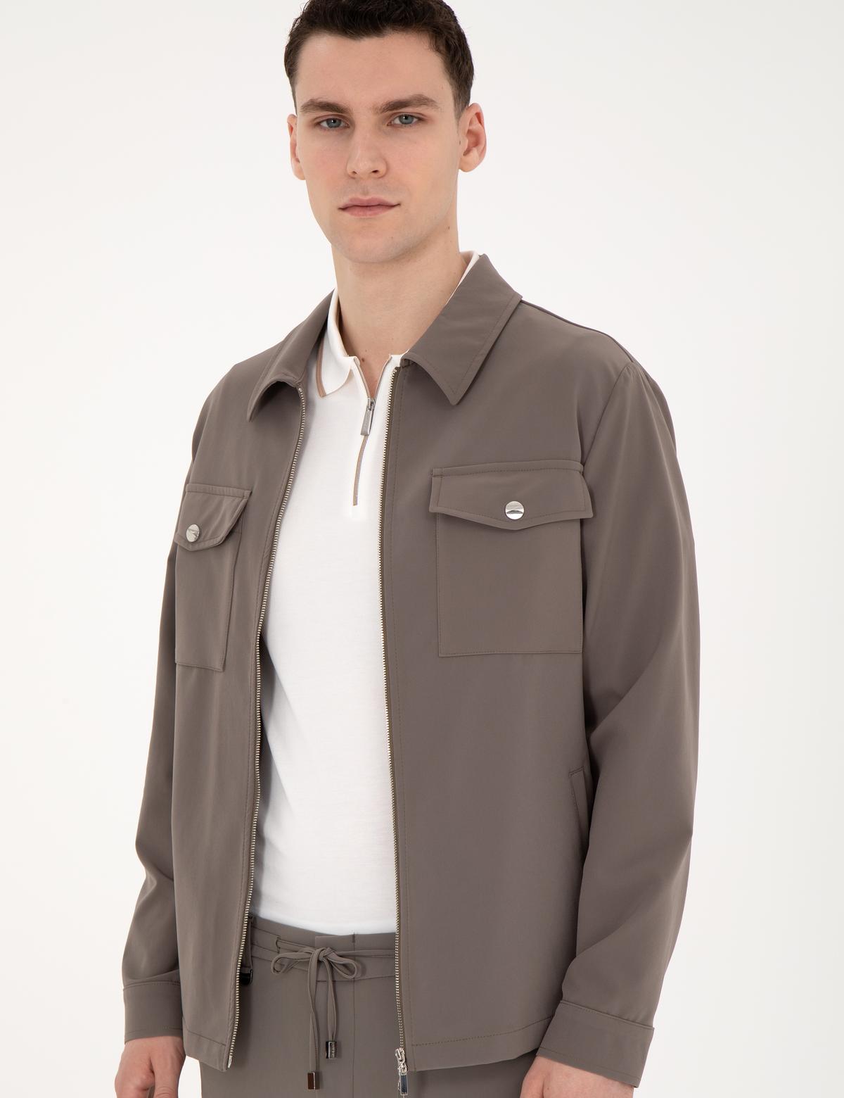 Vizon Regular Fit Fermuarlı Ceket - 50287776146