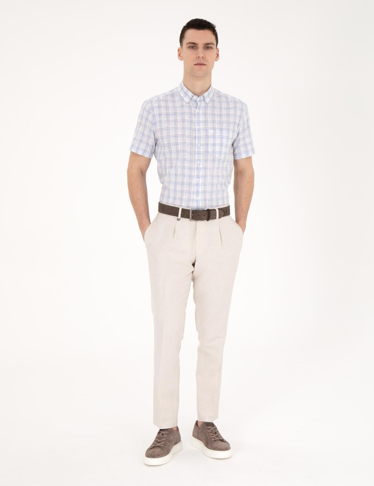 Açık Mavi Regular Fit Kısa Kollu Gömlek - 50288785007