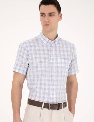 Açık Mavi Regular Fit Kısa Kollu Gömlek