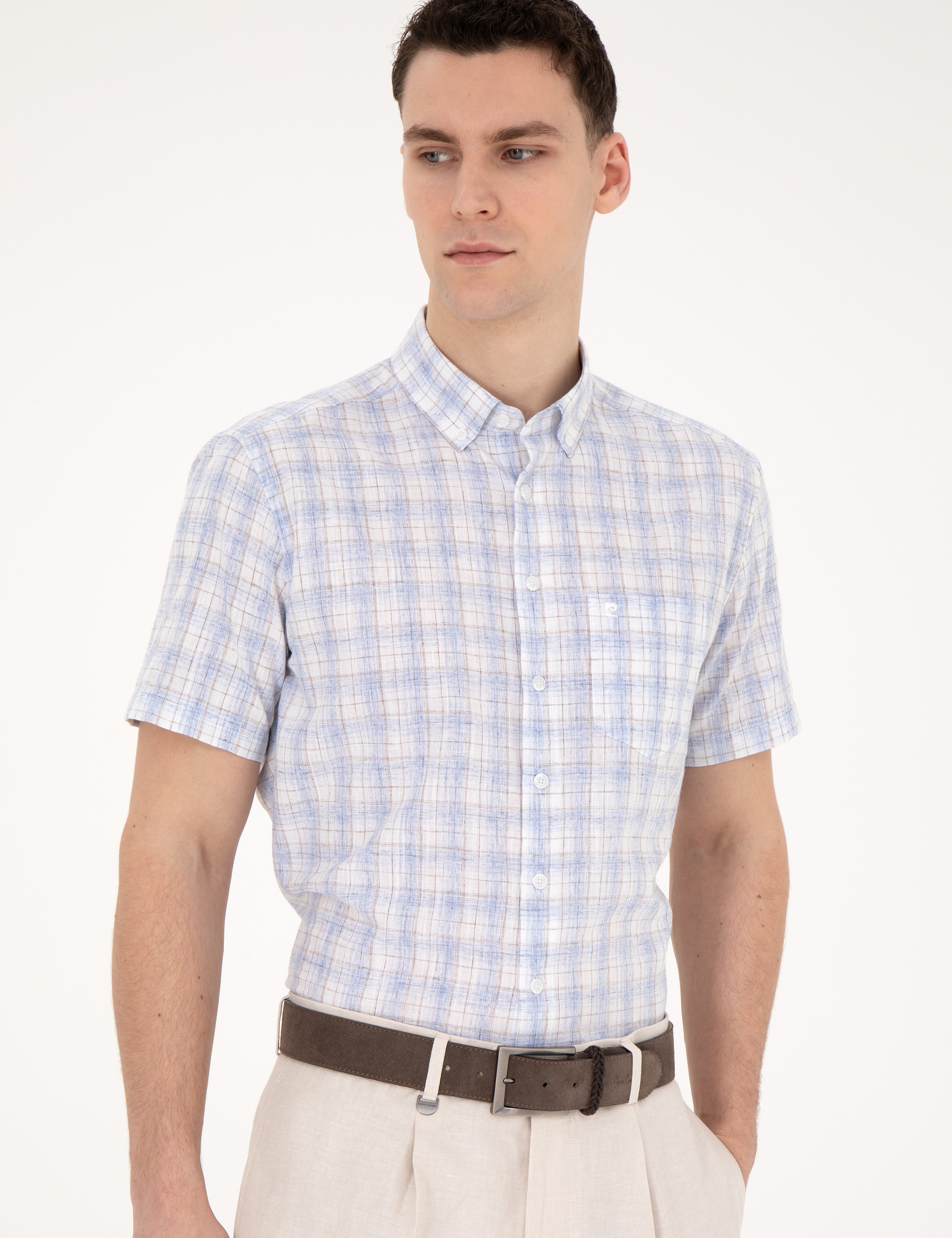 Açık Mavi Regular Fit Kısa Kollu Gömlek - Image 3