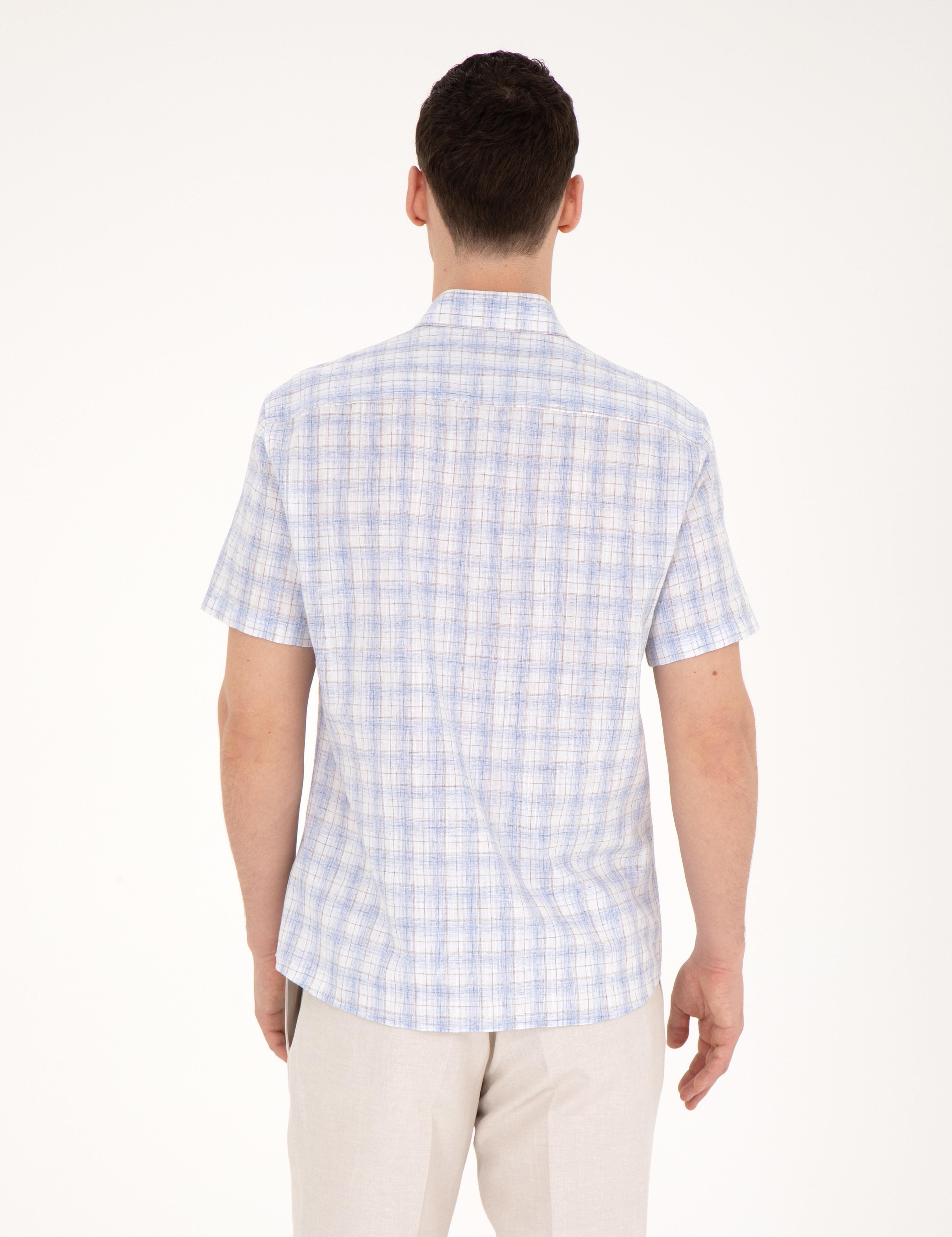 Açık Mavi Regular Fit Kısa Kollu Gömlek - Image 5
