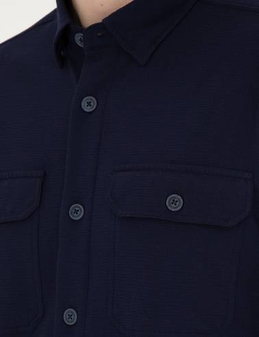 Lacivert Comfort Fit Uzun Kollu Gömlek
