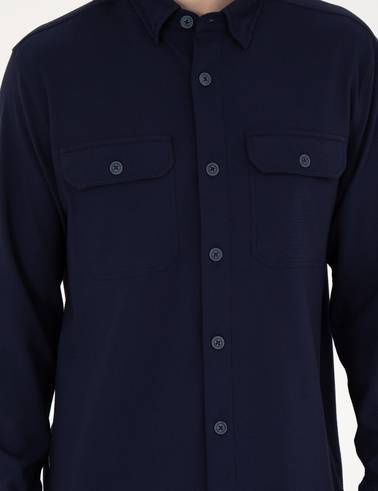 Lacivert Comfort Fit Uzun Kollu Gömlek