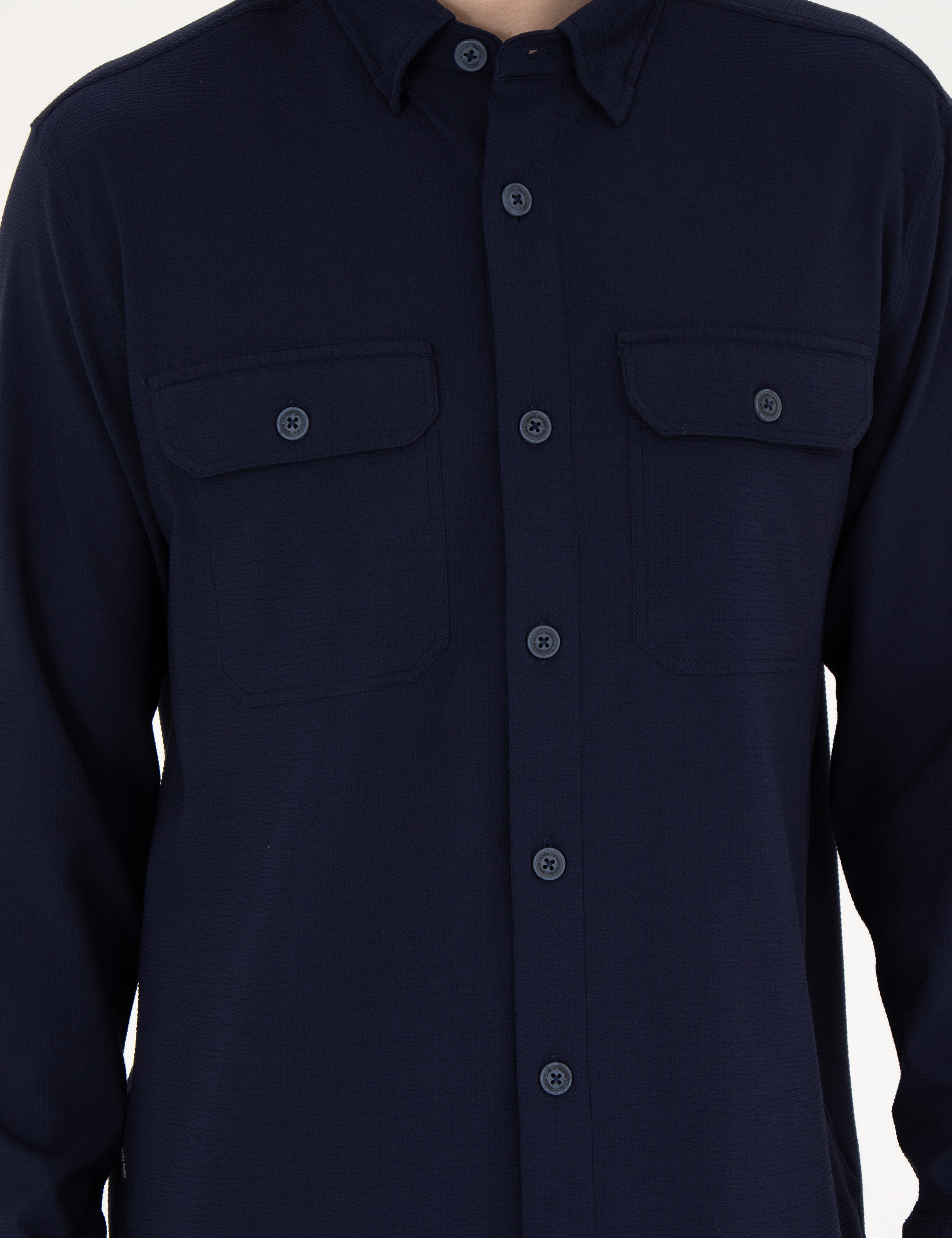 Lacivert Comfort Fit Uzun Kollu Gömlek