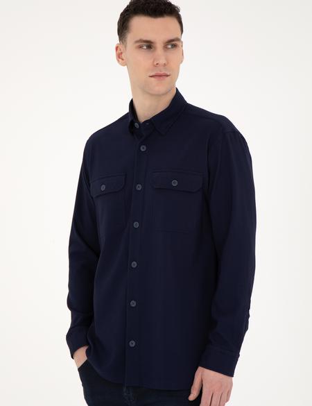 Lacivert Comfort Fit Uzun Kollu Gömlek - 50283489009