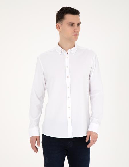 Beyaz Slim Fit Uzun Kollu Gömlek - 50284109067