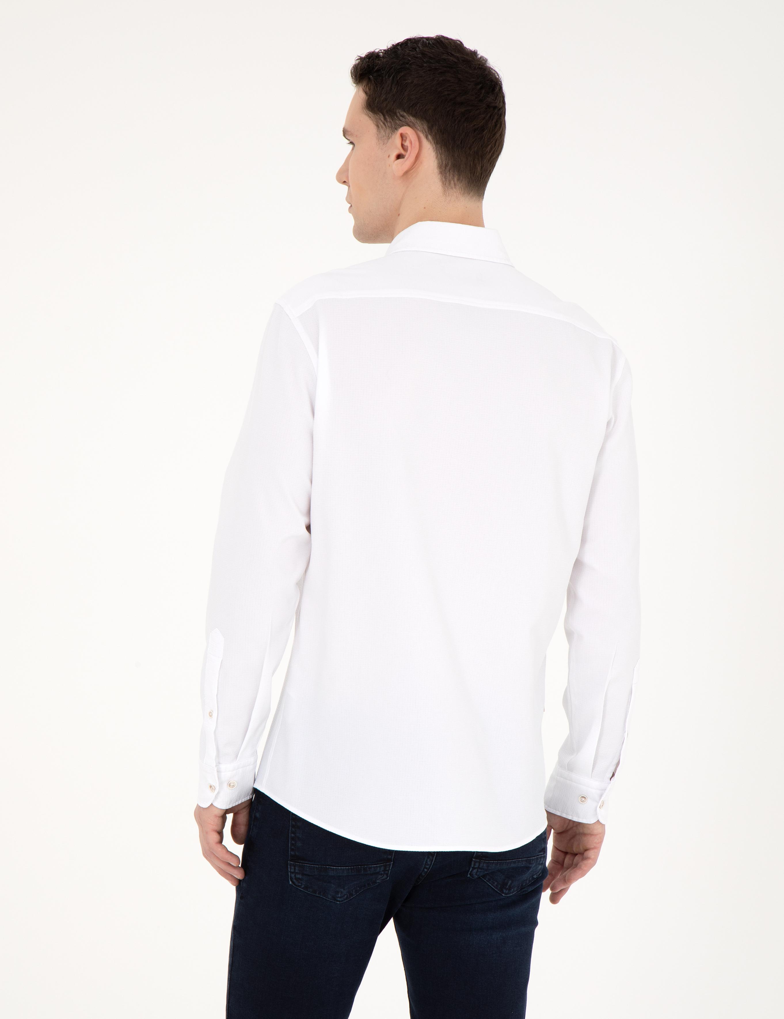 Beyaz Slim Fit Uzun Kollu Gömlek