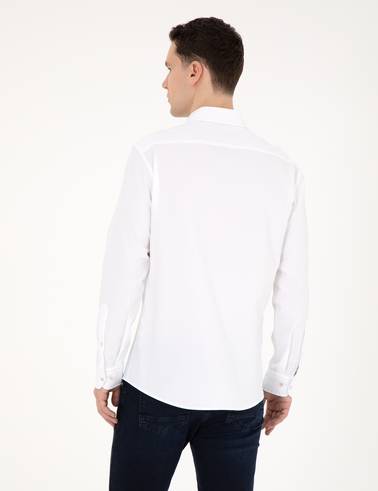 Beyaz Slim Fit Uzun Kollu Gömlek