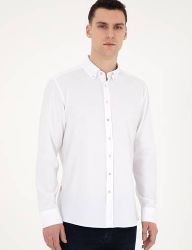 Beyaz Slim Fit Uzun Kollu Gömlek