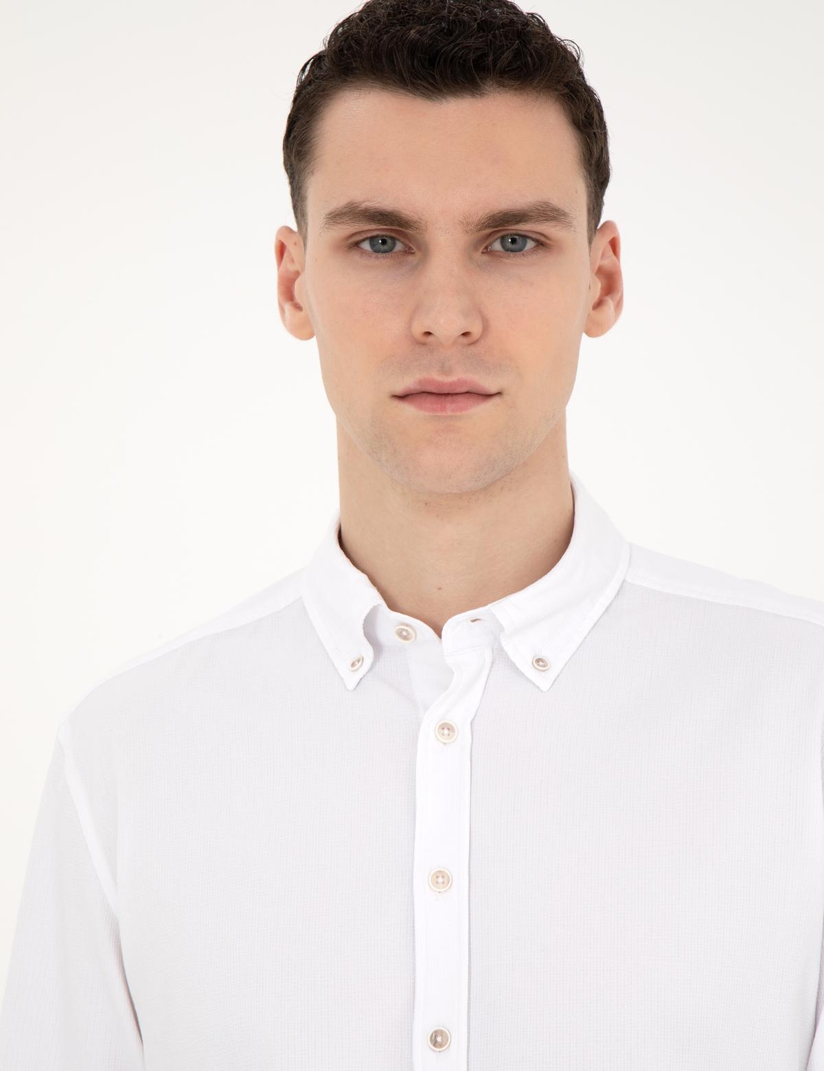 Beyaz Slim Fit Uzun Kollu Gömlek