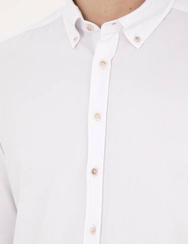 Beyaz Slim Fit Uzun Kollu Gömlek