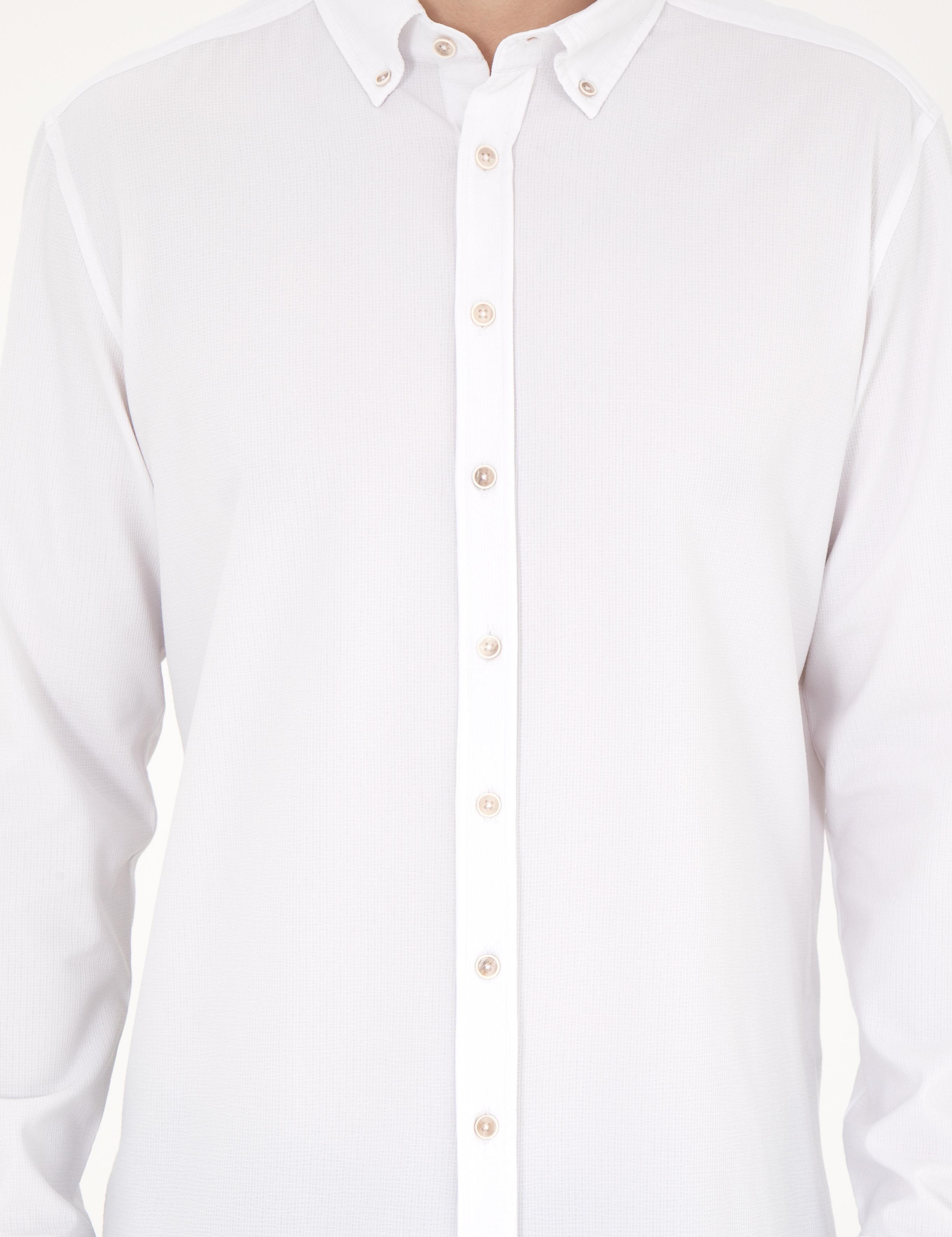 Beyaz Slim Fit Uzun Kollu Gömlek