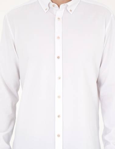 Beyaz Slim Fit Uzun Kollu Gömlek