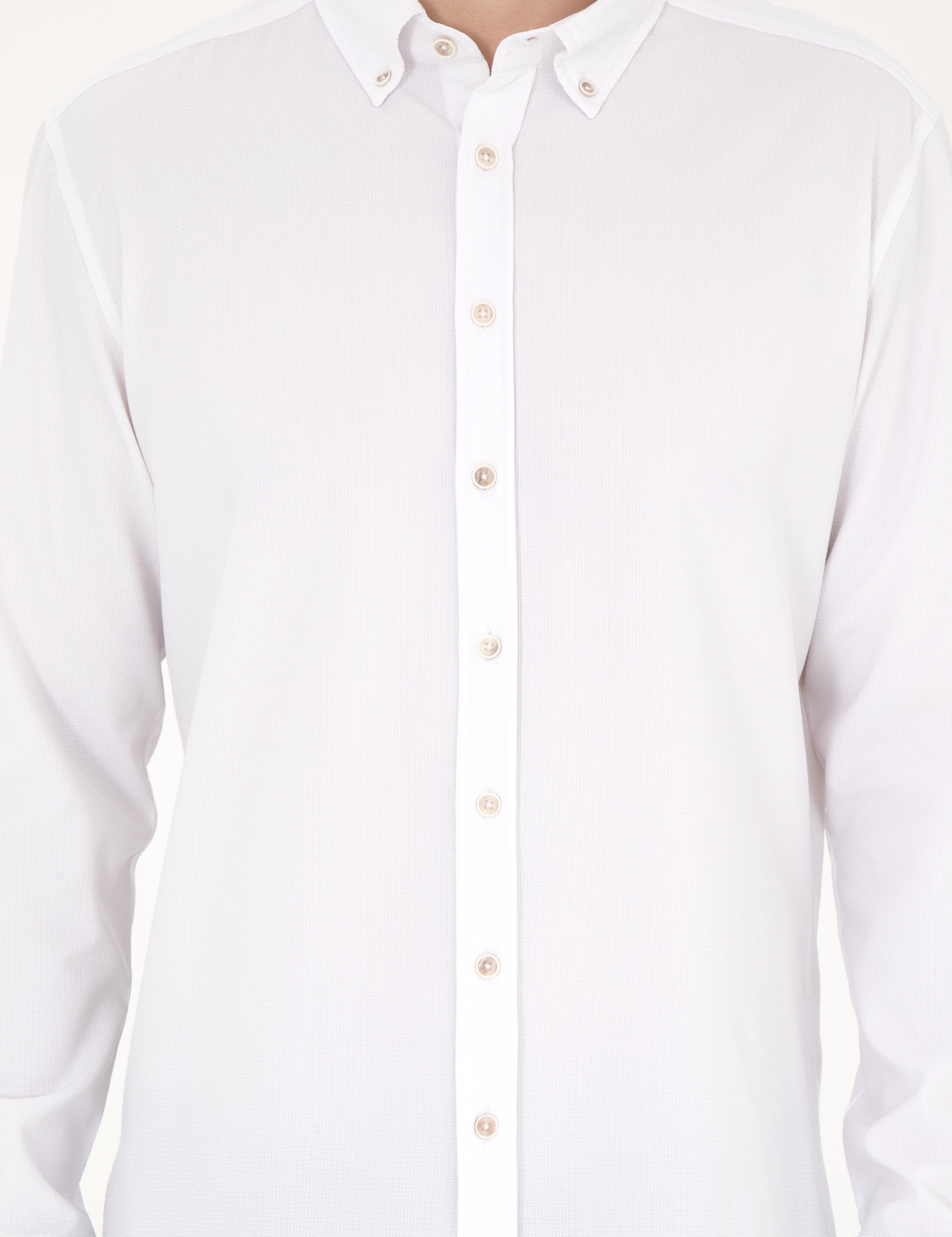 Beyaz Slim Fit Uzun Kollu Gömlek - Image 6