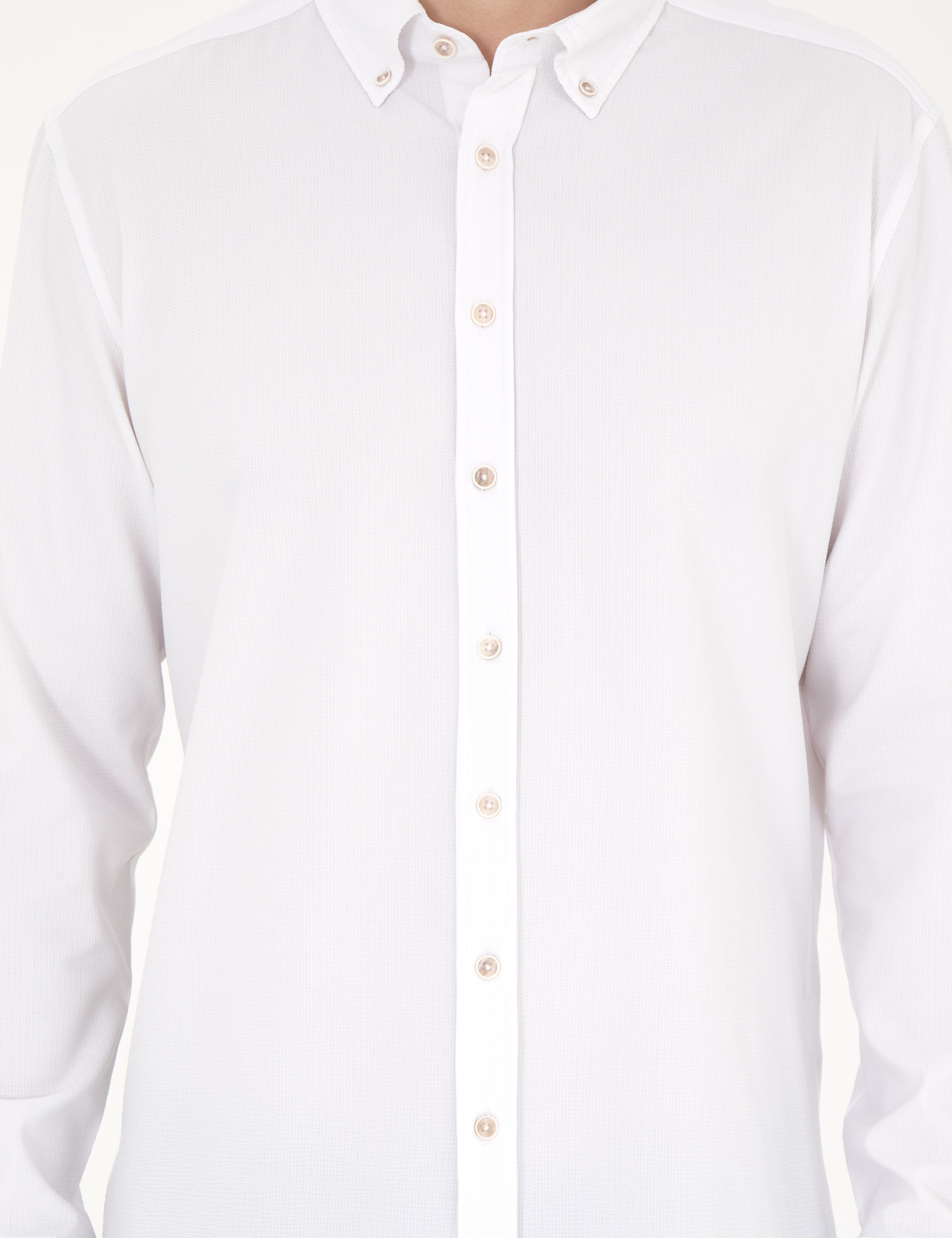 Beyaz Slim Fit Uzun Kollu Gömlek
