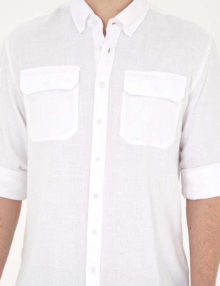 Beyaz Regular Fit Uzun Kollu Gömlek - 50284921010