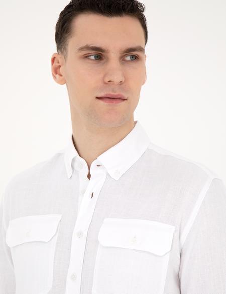 Beyaz Regular Fit Uzun Kollu Gömlek - 50284921010