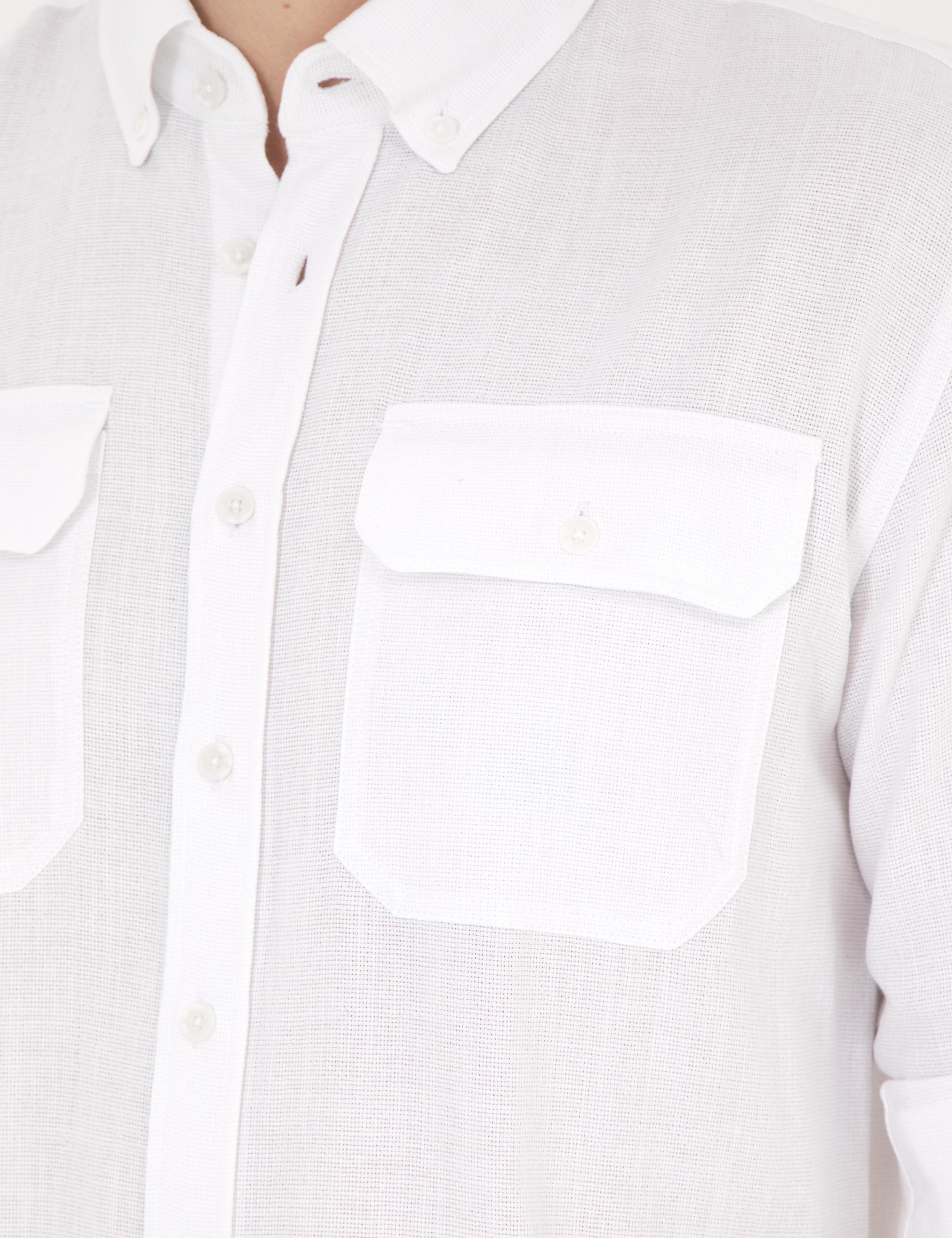 Beyaz Regular Fit Uzun Kollu Gömlek