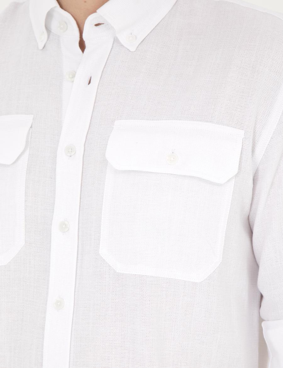 Beyaz Regular Fit Uzun Kollu Gömlek