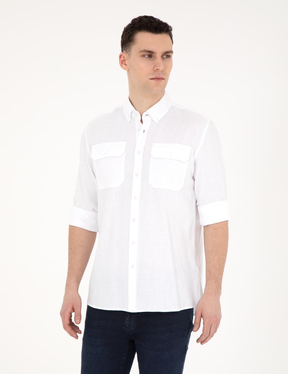 Beyaz Regular Fit Uzun Kollu Gömlek - 50284921010