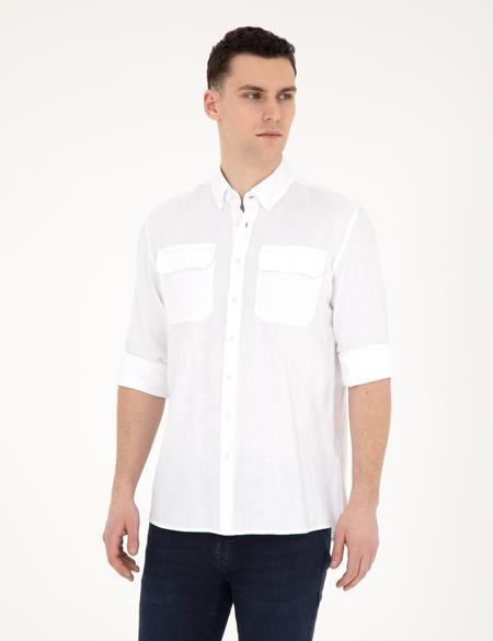 Beyaz Regular Fit Uzun Kollu Gömlek - 50284921010