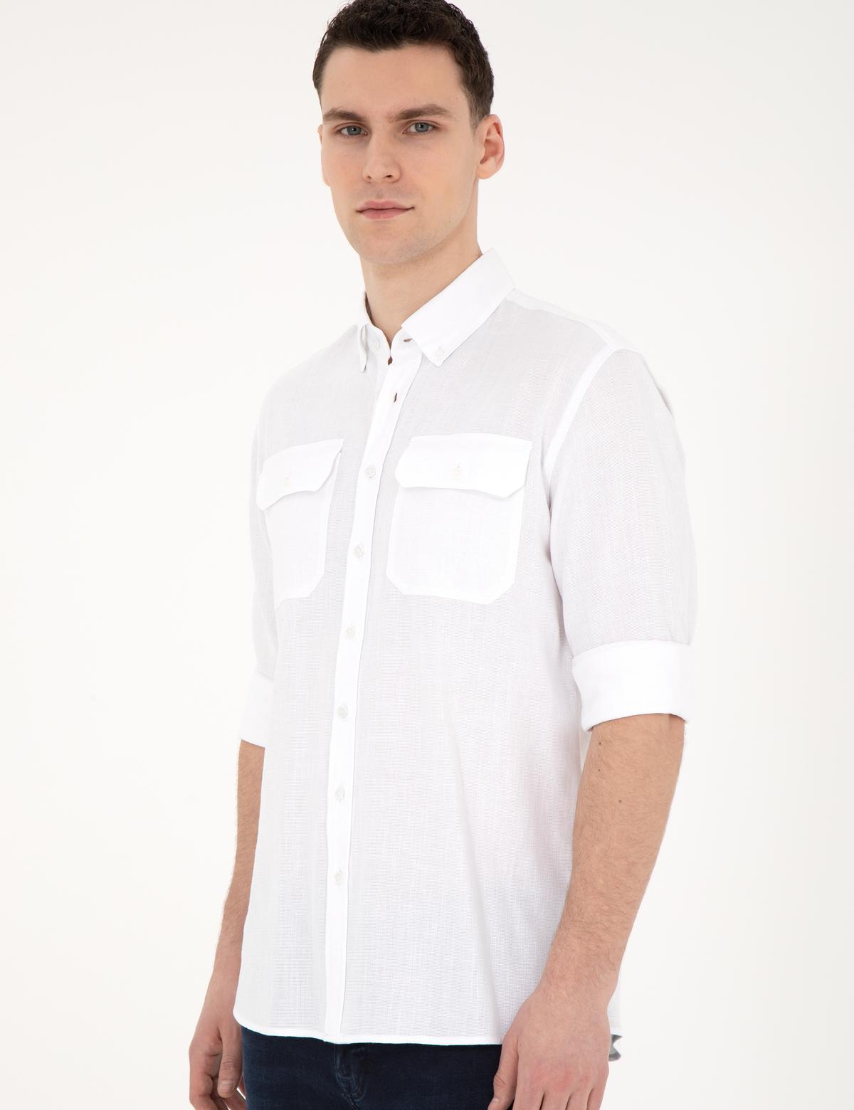 Beyaz Regular Fit Uzun Kollu Gömlek - 50284921010