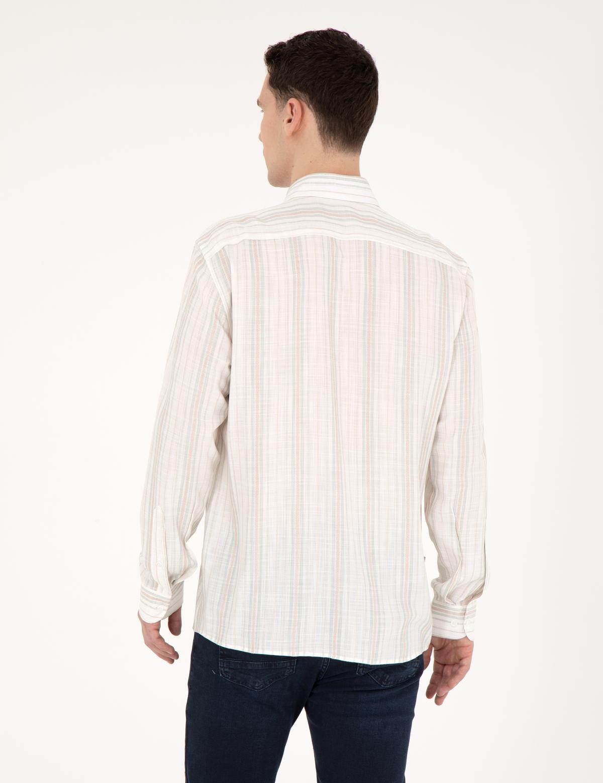 Yeşil Keten Karışımlı Regular Fit Gömlek - 50283522012