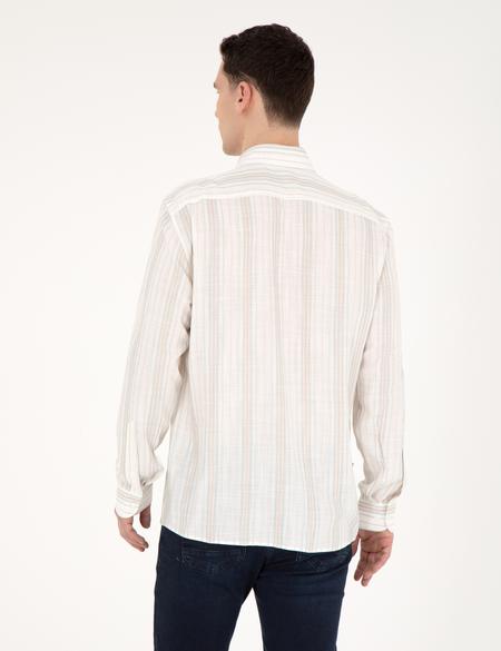 Yeşil Keten Karışımlı Regular Fit Gömlek - 50283522012